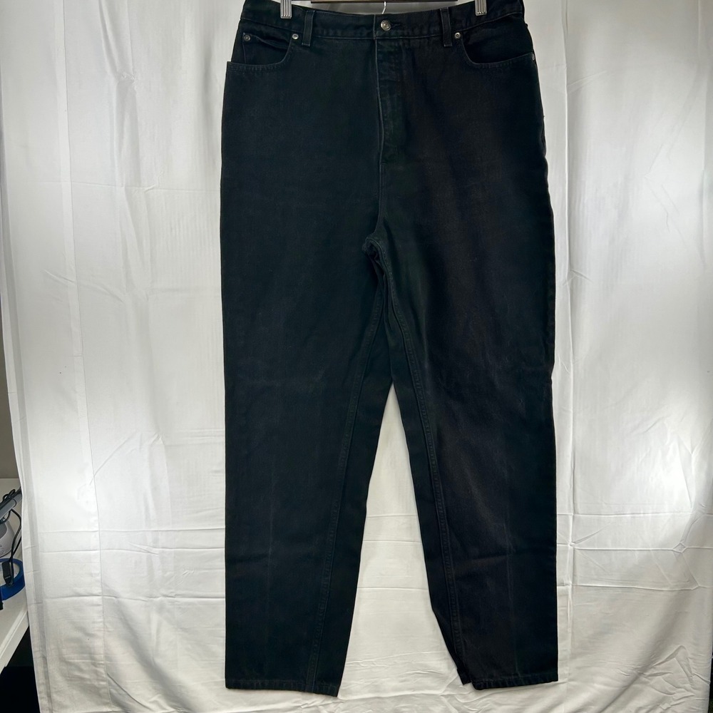 Lands' End Jeans Women 18T Black High Rise Tapered Leg 100% Cotton Denim 34x34